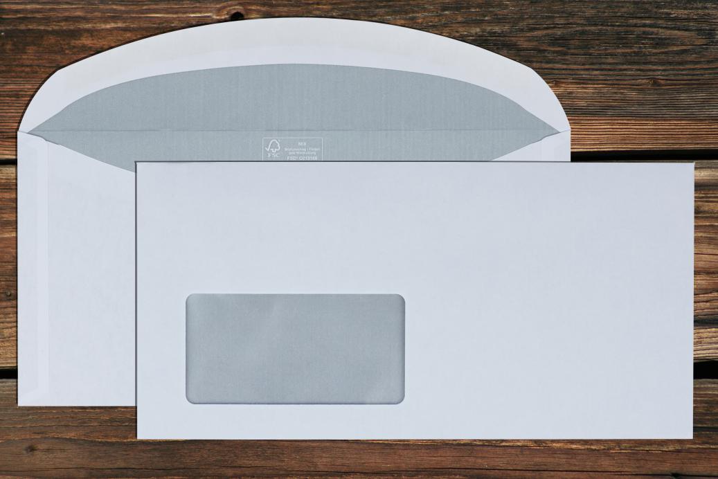 Kuvertierhüllen mit Fenster C6/5 114x229 mm Nassklebend Weiß 80 g/qm